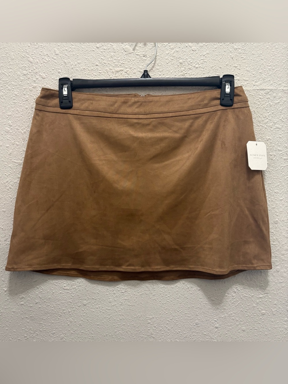 Altar'd State Faux Suede Brown Mini Skirt NWT Large